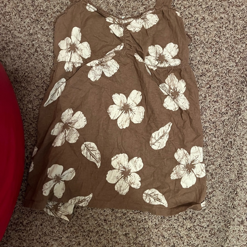 Brown Floral Sleeveless Top